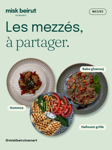 Visuel « Les mezzés, à partager » du carrousel Instagram de Misk Beirut